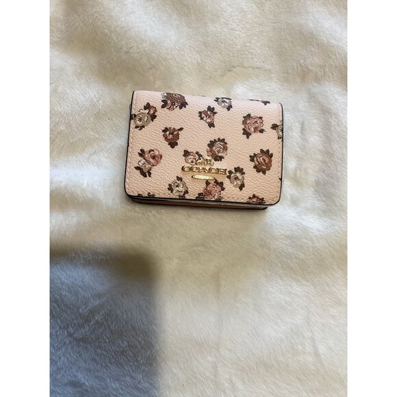 Coach Mini Wallet on a Chain Rosette Print Pink Floral Crossbody - Picture 7 of 9